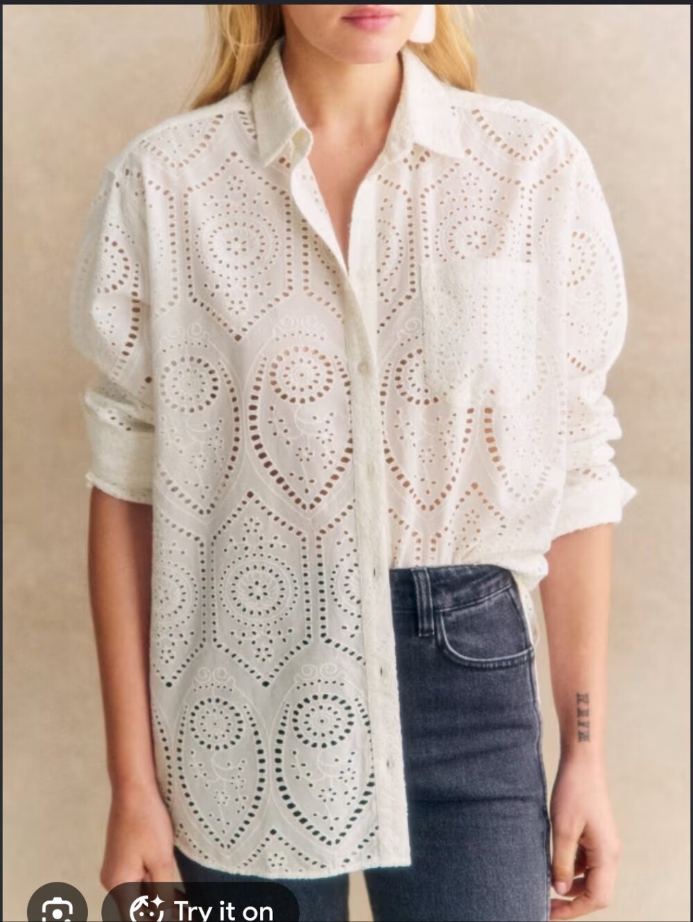 Liz Claiborne White Eyelet Button-Down Shirt